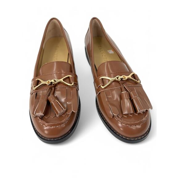 Talbots 7 Laura Kiltie Box Calf Loafer Classic Tassel Flat Slip On Leather Brown - Picture 2 of 4